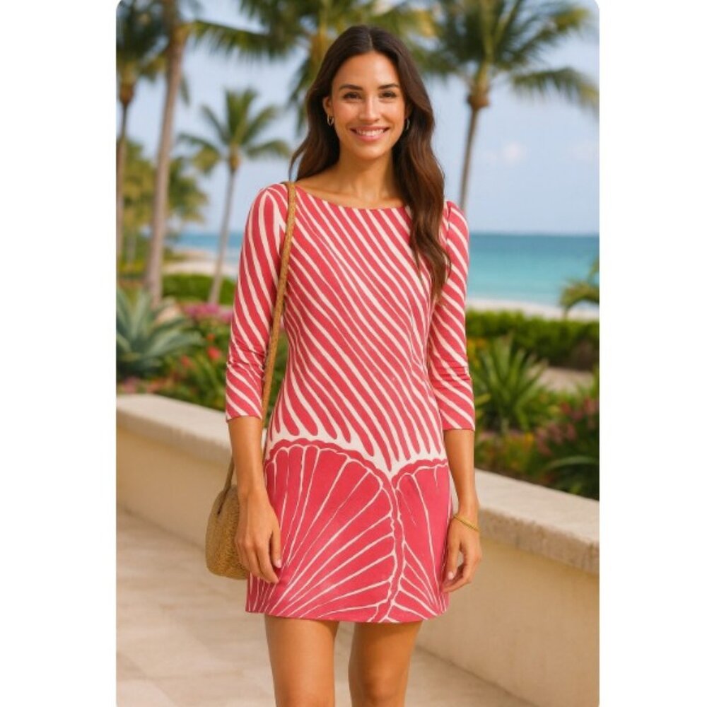 Lilly Pulitzer Topanga Dress in Watermelon Shimmy Shell Stripe